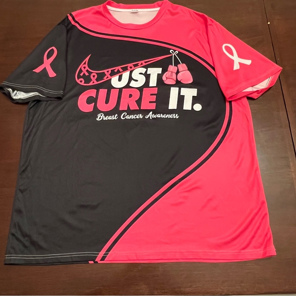 Breast Cancer Awareness Just Cure It Black Pink Shirt - Picture 3 of 5